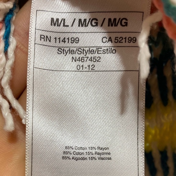 Roxy Knit Serene Morning Fringed High Low Colourful Coastal Poncho Medium/Large - Picture 15 of 15